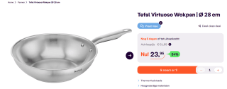 Tefal Virtuoso Wokpan 28 cm voor €23,95 bij ibood