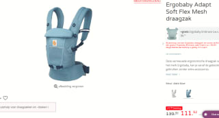 Gratis Ergobaby Embrace bij aankoop van Ergobaby Adapt Soft Flex Mesh draagzak voor €111,92 bij Prenatal