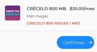 Crecelo 800MB por $30 extra por mes en App Totalplay