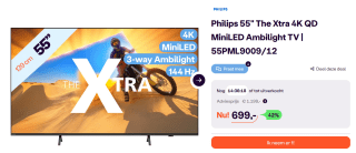 Philips The Xtra 55PML9009 4K QD MiniLED Ambilight TV voor €699 bij Ibood