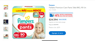 Pañales Premium Care Pants Talla XXG por $24.594