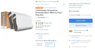 2 Almohadas Ortopédicas Dreamlab Neck+ Memory Foam King Size por $528 en Mercado Libre