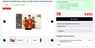 TV QD-MiniLED 55" TCL 55C805, 4K UHD, Dolby Vision IQ, Smart TV, HDR10+ por 535€