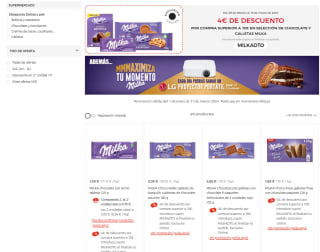 Código 4€ Descuento por compra superior a 15€ selección chocolate y galletas Milka en Amazon