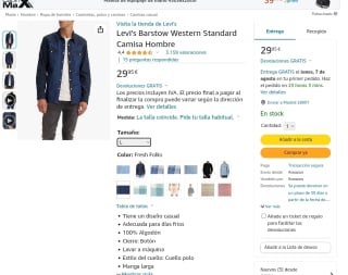 Camisa Levi's Barstow Western Standard Hombre por 29,95