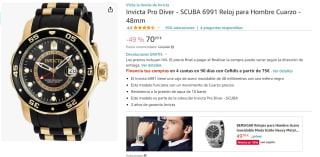 Reloj Invicta Pro Diver SCUBA 6991 Hombre Cuarzo por 70.99€