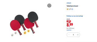CRIVIT Tafeltennis set voor €8,99 in de Lidl webshop
