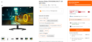Monitor Philips 27M1N3500LS/00 27" LED QHD 165Hz por 159,99€