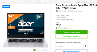 ACER CHROMEBOOK SPIN 314 CP314-1HN-C79G - 14.0 inch - Intel Celeron - 4 GB - 64 GB voor €299 bij Expert