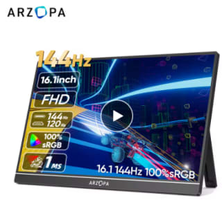 ARZOPA 16,1 inch 144Hz 100% sRGB draagbare monitor voor €88,67 dmv code bij Aliexpress