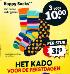 3 paar Happy Socks voor €10 bij Kruidvat