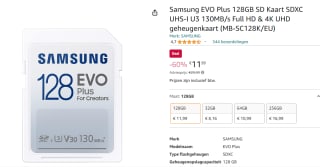 Samsung SD EVO PLUS 128GB voor €11,99 bij Amazon