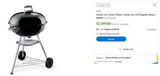 Asador de Carbón Weber Jumbo Joe 22" en $2,399 | Descuento Walmart