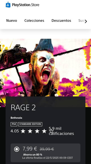 Juego Rage 2 PlayStation por 7,99€.