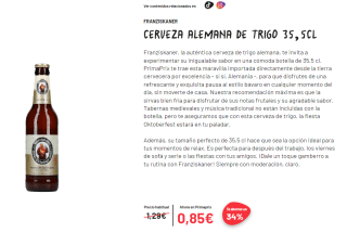 Cerveza Franziskaner Alemana de Trigo 35,5 cl por 0,85€