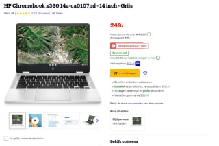 HP Chromebook 14 inch - Grijs nu voor € 249 bij bol.com