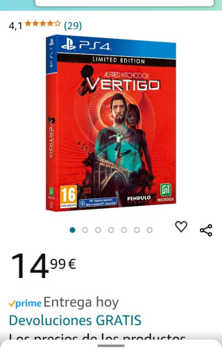 Alfred Hitchcock Vertigo Limited Edition PS4 por 14,99€.