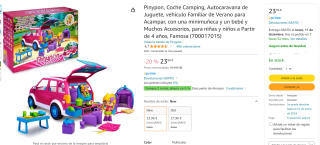 Pinypon, Coche Camping, Autocaravana de por 23,96€ en amazon, miravia 22,39€