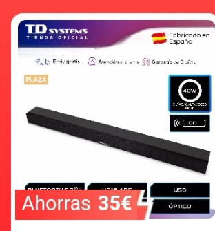 Barra de sonido 40W -marca TD Systems modelo SB40E11 por 34€