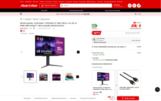LG UltraGear de 27 pulgadas Monitor Gaming QHD por 186,15€