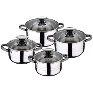 San Ignacio Bateria de cocina 8 piezas-acero inoxidable-tapas de vidrio por 22,49€.