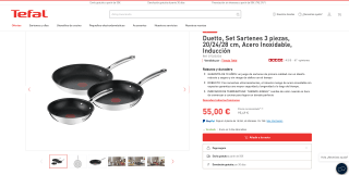 Set 3 Sartenes Duetto Tefal por 55€