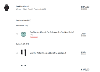 OnePlus Watch 2 - Black Steel + OnePlus Nord Buds 3 Pro + Fluoro-rubber Strap voor €179 bij Oneplus