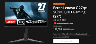 Écran Lenovo G27qe-20 2K QHD Gaming (27") à 129€