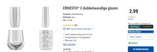 2 Dubbelwandige glazen in diverse varianten voor €2,99 bij de Lidl
