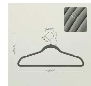 40 Unidades Perchas Terciopelo gris Antideslizantes por solo 11,99€