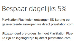 5% korting voor PlayStation Plus leden