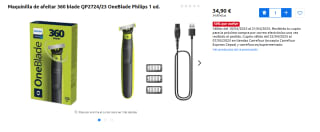 Maquinilla Philips OneBlade 360 por 34,90€ nos devuelven 17,45€ en cupón