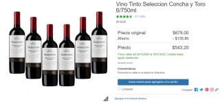 6 Botellas Vino Seleccion Concha y Toro por $543 en Costco