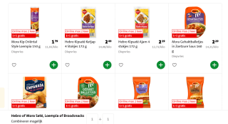 Hebro of Mora Saté, Loempia of Broodsnacks 1+1 gratis bij de Jumbo