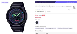 Casio Reloj Analógico/digital Cuarzo con Correa de Resina GA-2100RGB-1 por 60,04€