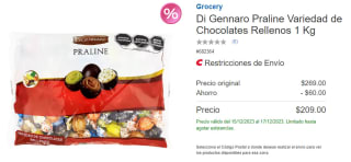 Chocolates Rellenos Di Gennaro Praline 1kg por $209 en Costco