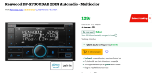 Kenwood DPX-7300DAB Autoradio dubbel DIN Aansluiting voor stuurbediening, DAB+ tuner voor €129 met Bol select