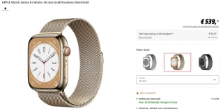 APPLE Watch Series 8 Cellular 45 mm Gold/Stainless Steel/Gold voor €539 bij de Mediamarkt