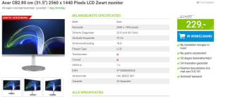 Acer CB2 80 cm (31.5) 2560 x 1440 Pixels LCD Zwart voor €229 BIJ Megekko
