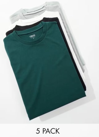 Pack 5 camisetas varios colores con cuello redondo ASOS DESIGN por 6,75€