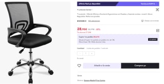 Silla de Escritorio Ergonómica por 28.95€. (Cuenta Nueva 18.95€)