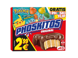Phoskitos Pokemon 6 cajas individuales con 4 unidades cada una 24 bizcochitos de cacao rellenos de crema con regalo de Pokémon por 12,90€ (Nuevos usuarios 10,97€)