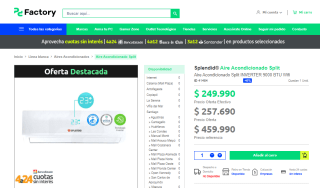 Aire acondicionado Splendid® Split Inverter 9000 BTU Wifi por $249.990