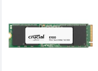 SSD interne Crucial E100 - 1 To, PCIe Gen4 NVMe M.2, Jusqu’à 5000 Mo/s à 49,99€