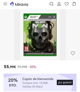 Call of Duty: Modern Warfare II Xbox Series X, Xbox One por 45,99€.