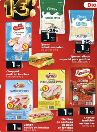 Productos por solo 1€ en supermercado Día