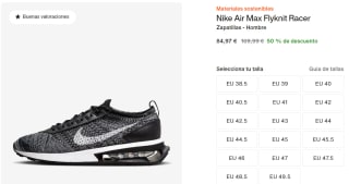 Zapatillas de Hombre Nike Air Max Flyknit Racer por 84.97€