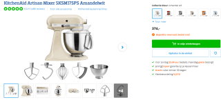 KitchenAid Artisan Mixer 5KSM175PS voor €374 bij Coolblue