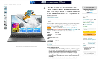 TECLAST F16Pro 15.6" FHD 16GB 512GB por 247,09€