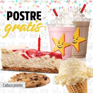 Postre gratis en tu cumpleaños en Carl's Jr